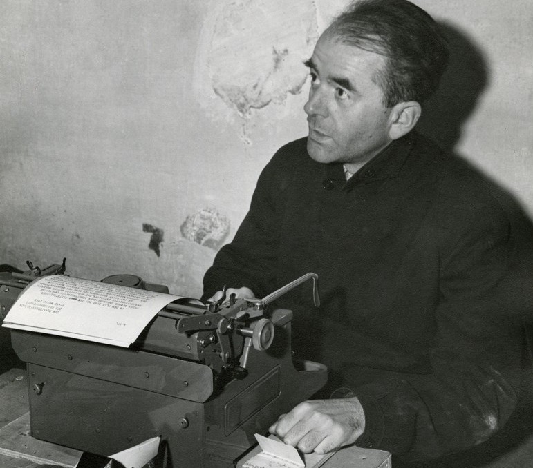 albert speer in jail cell nuremberg germany 1945 cropped2