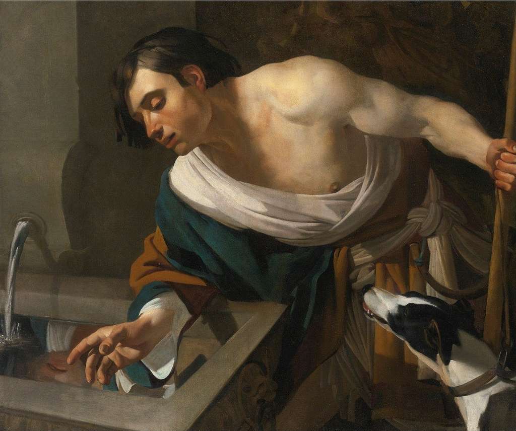 narcissus gazing at his reflection by dirck van baburen 6ccef6